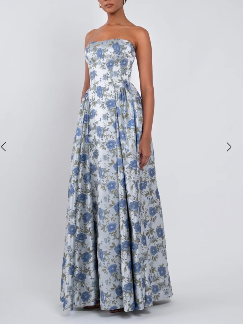 Jenny Yoo Desiree Whisper Blue Sweetbriar Jacquard Strapless Evening Gown
